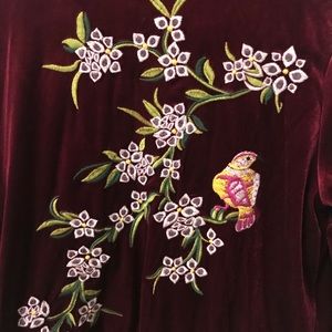 Hazel Floral Embroidered Velvet Bomber jacket
